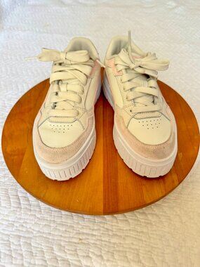 Puma Karmen II Idol Bling Cream Sneakers w/ Pink Suede Trim 7.5 - one charm